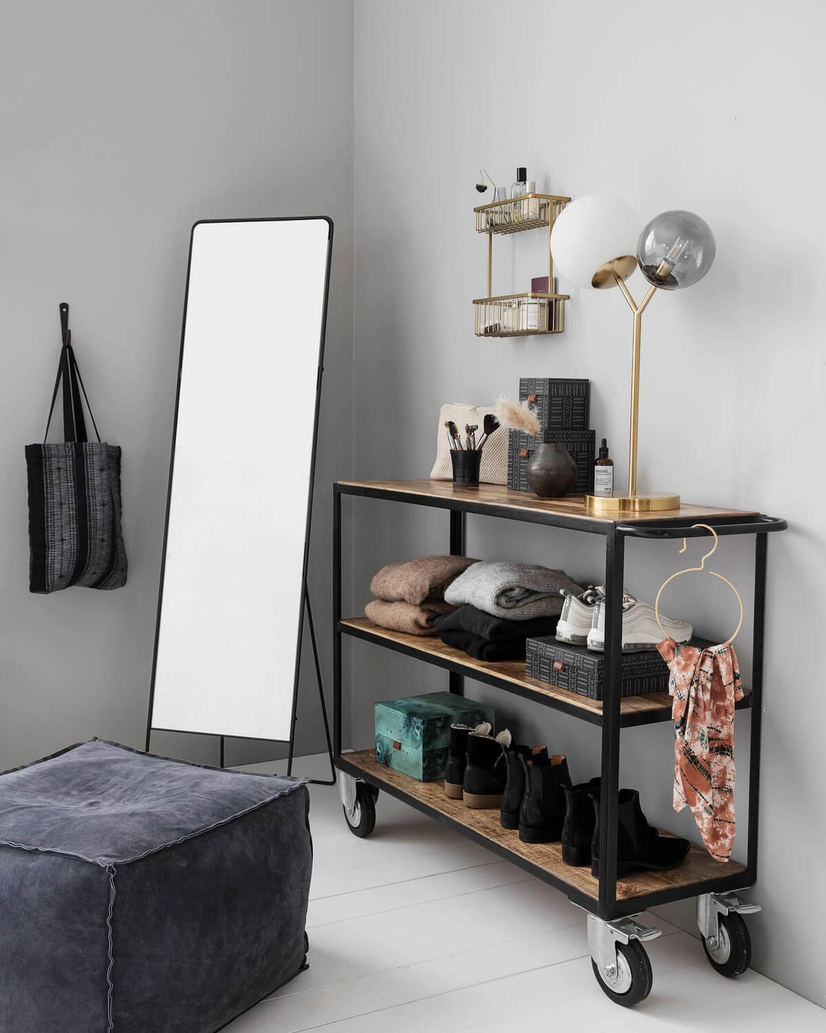 House Doctor lage trolley kast, staal en hout