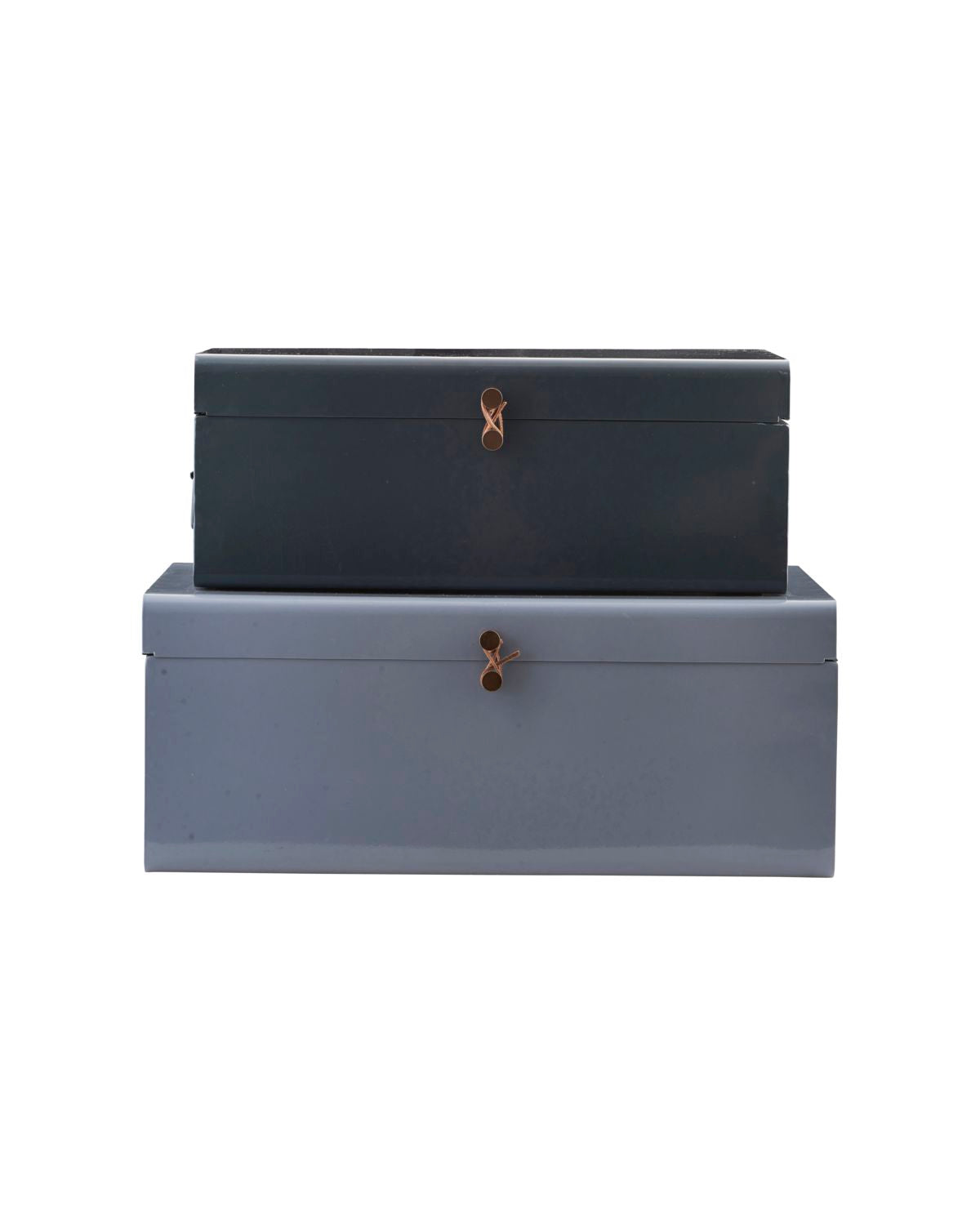 House Doctor Koffer Set Metal in Donkerblauw/Lichtblauw