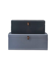 House Doctor Koffer Set Metal in Donkerblauw/Lichtblauw