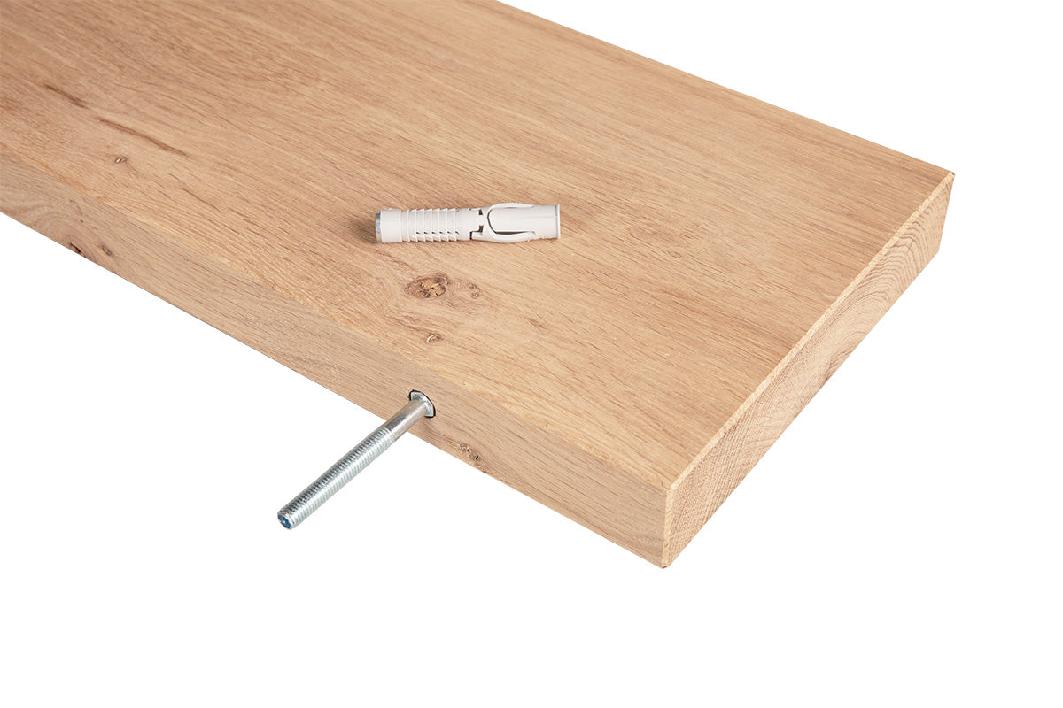 Zwevende Eiken Wandplank 4 cm dik - 40 tot 200 cm