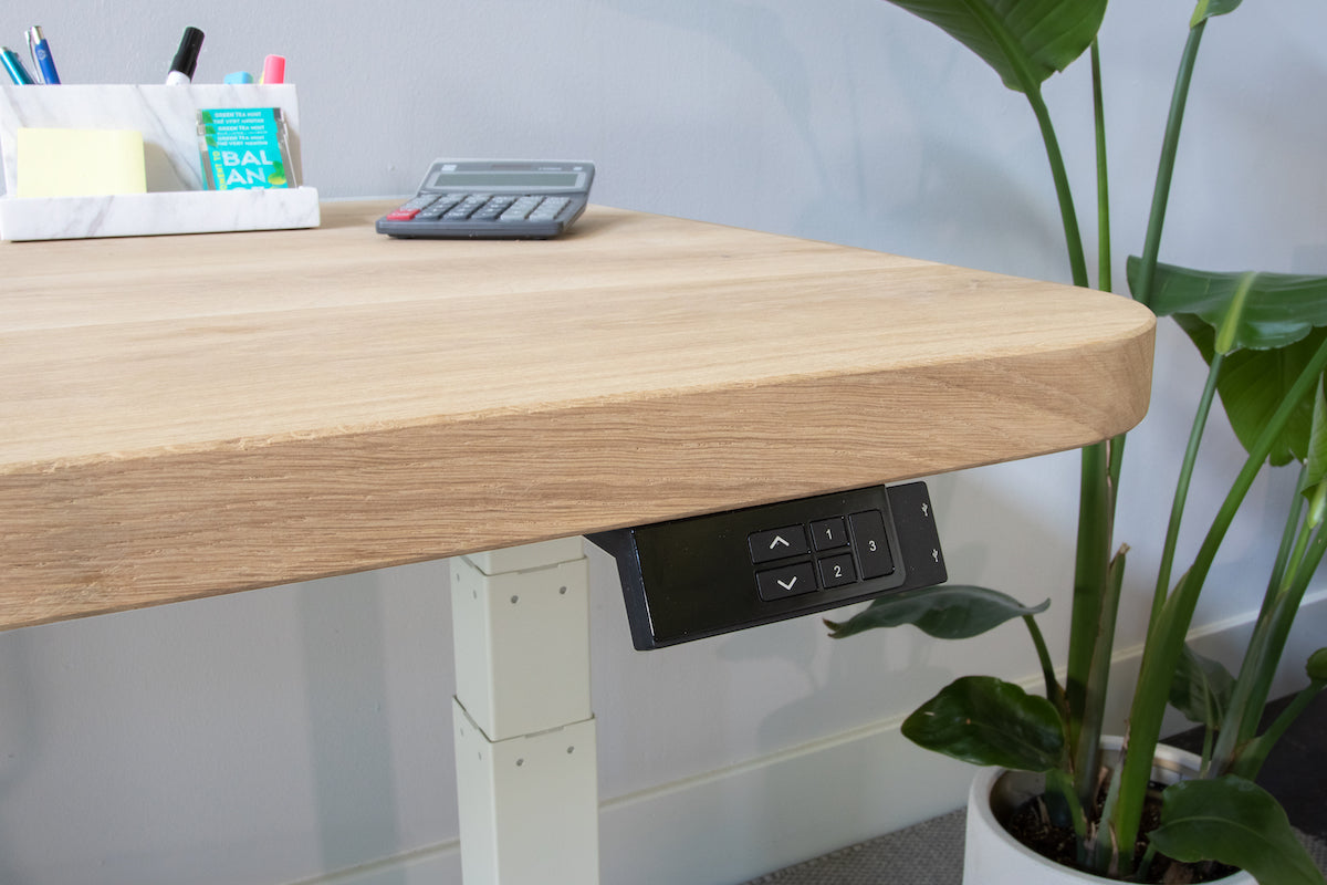 Zit sta bureau Eikenhout 200 cm met ronde hoeken