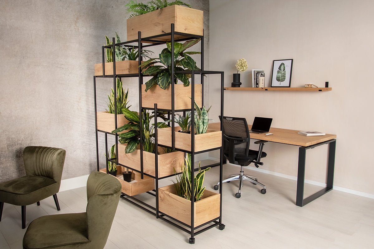Stalen roomdivider op wielen