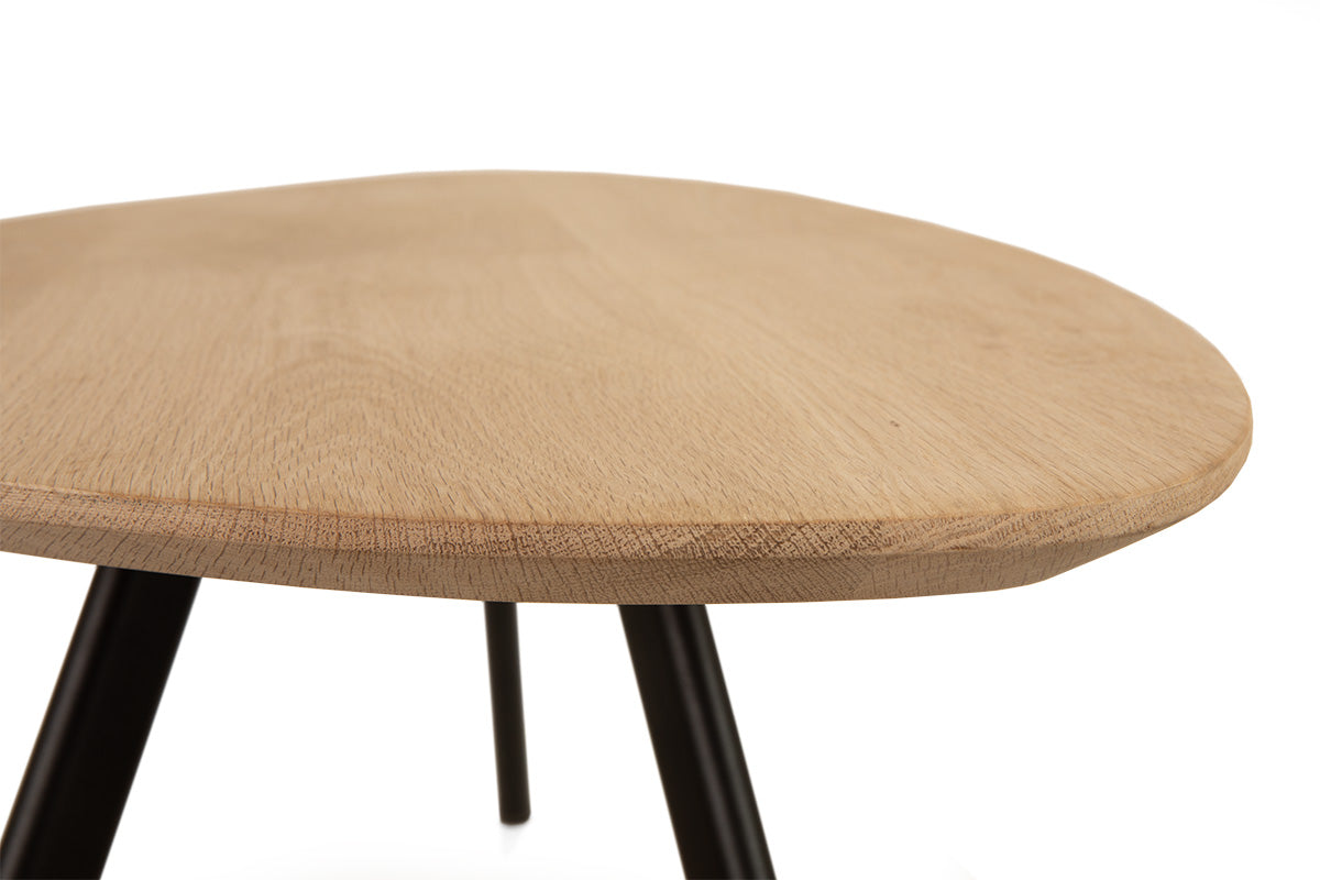 Kiezelvormige eiken salontafel groot
