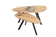 Kiezelvormige eiken salontafel set KG