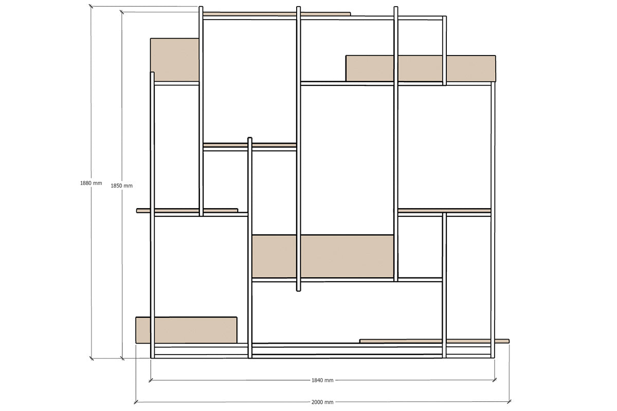 Roomdivider bakken en planken kunstplanten pakket C