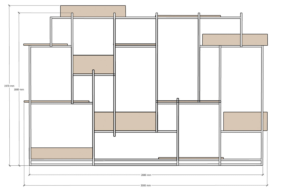 Roomdivider met plantenbakken en planken
