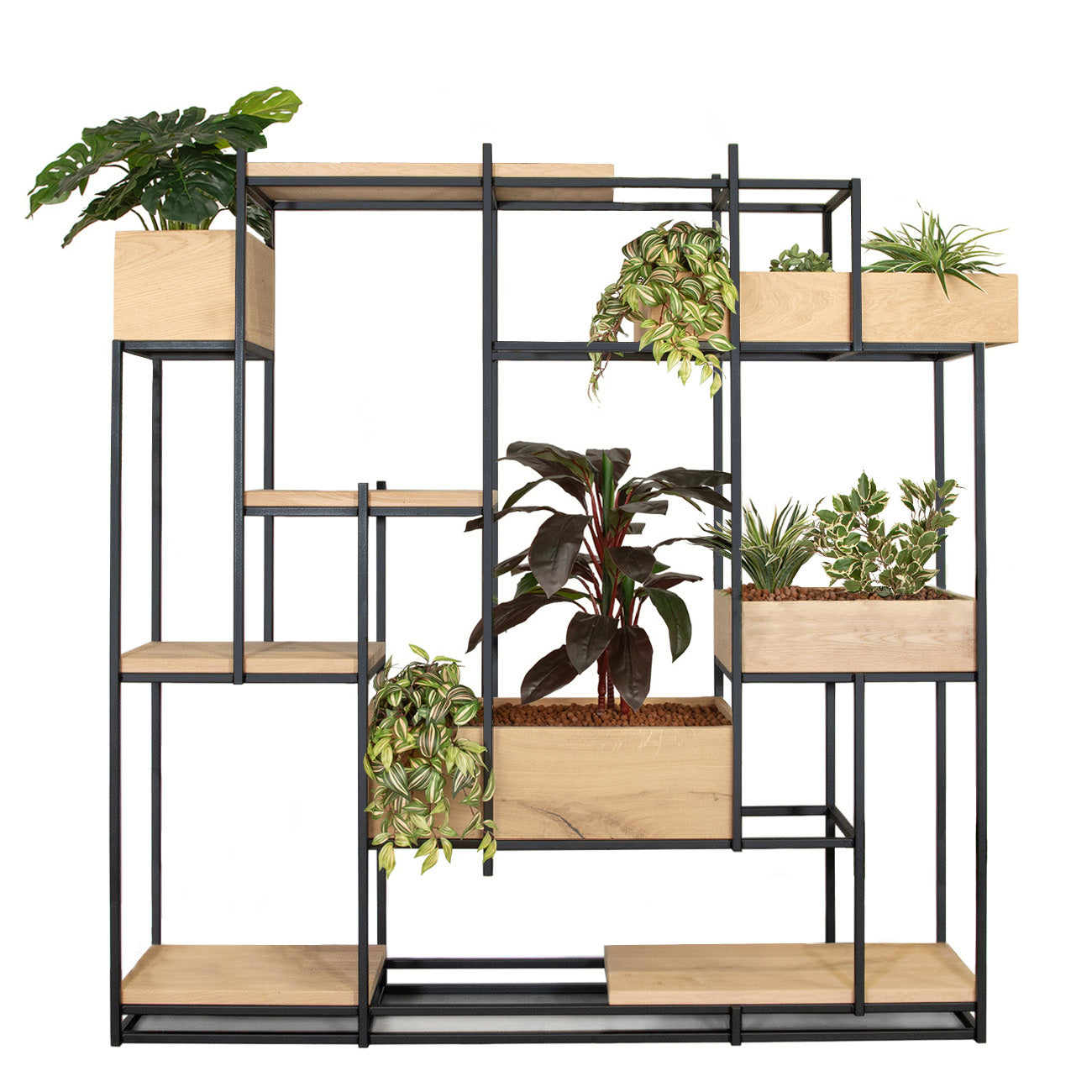 Roomdivider bakken en planken kunstplanten pakket C