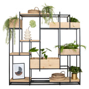 Roomdivider met plantenbakken en planken
