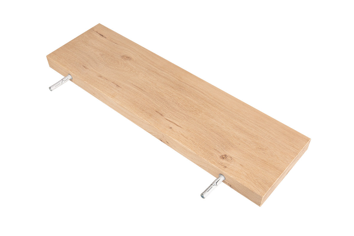Zwevende Eiken Wandplank 4 cm dik - 40 tot 200 cm