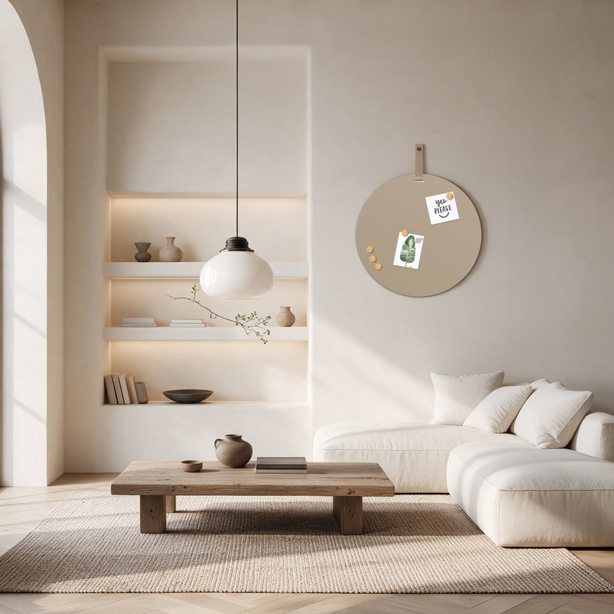 Magneetbord Mundo Beige Rond 60 cm Band beige