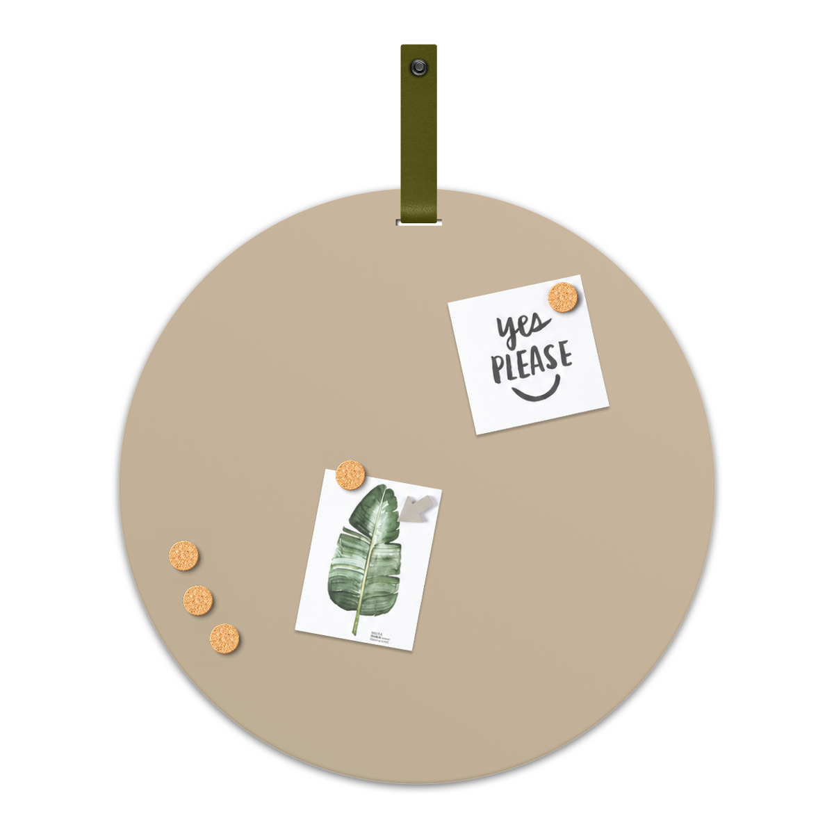 Magneetbord Mundo Beige Rond 60 cm Band groen