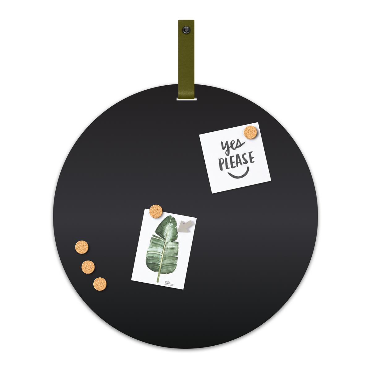 Magneetbord Mundo Zwart Rond 60 cm Band groen