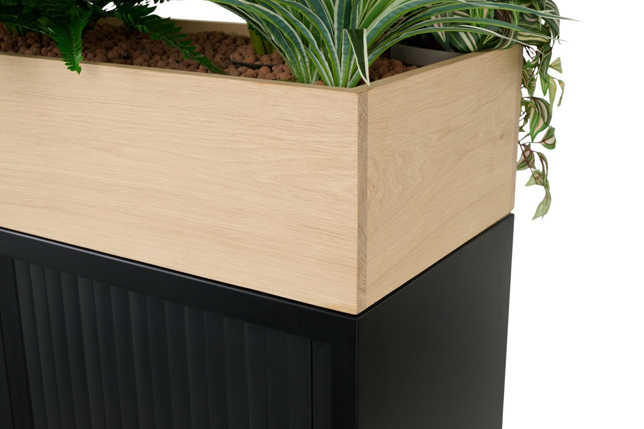 Roldeurkast met eiken plantenbak