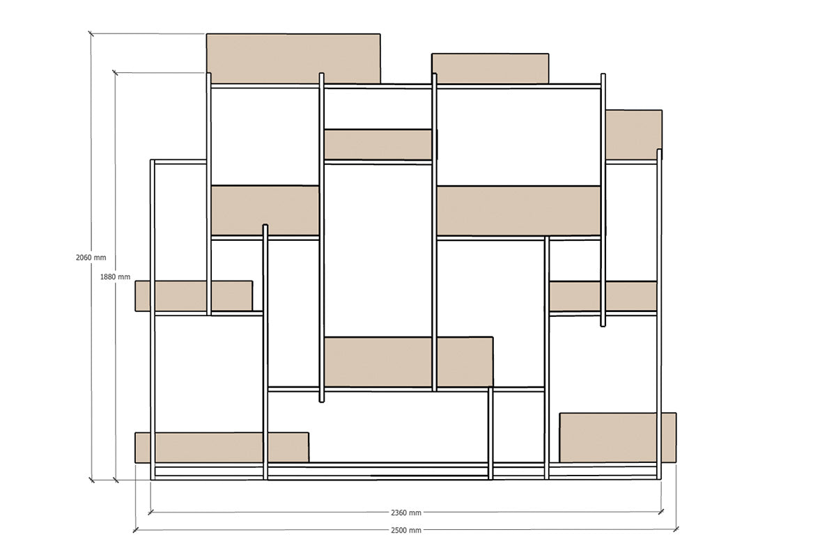 Stalen roomdivider met houten plantenbakken