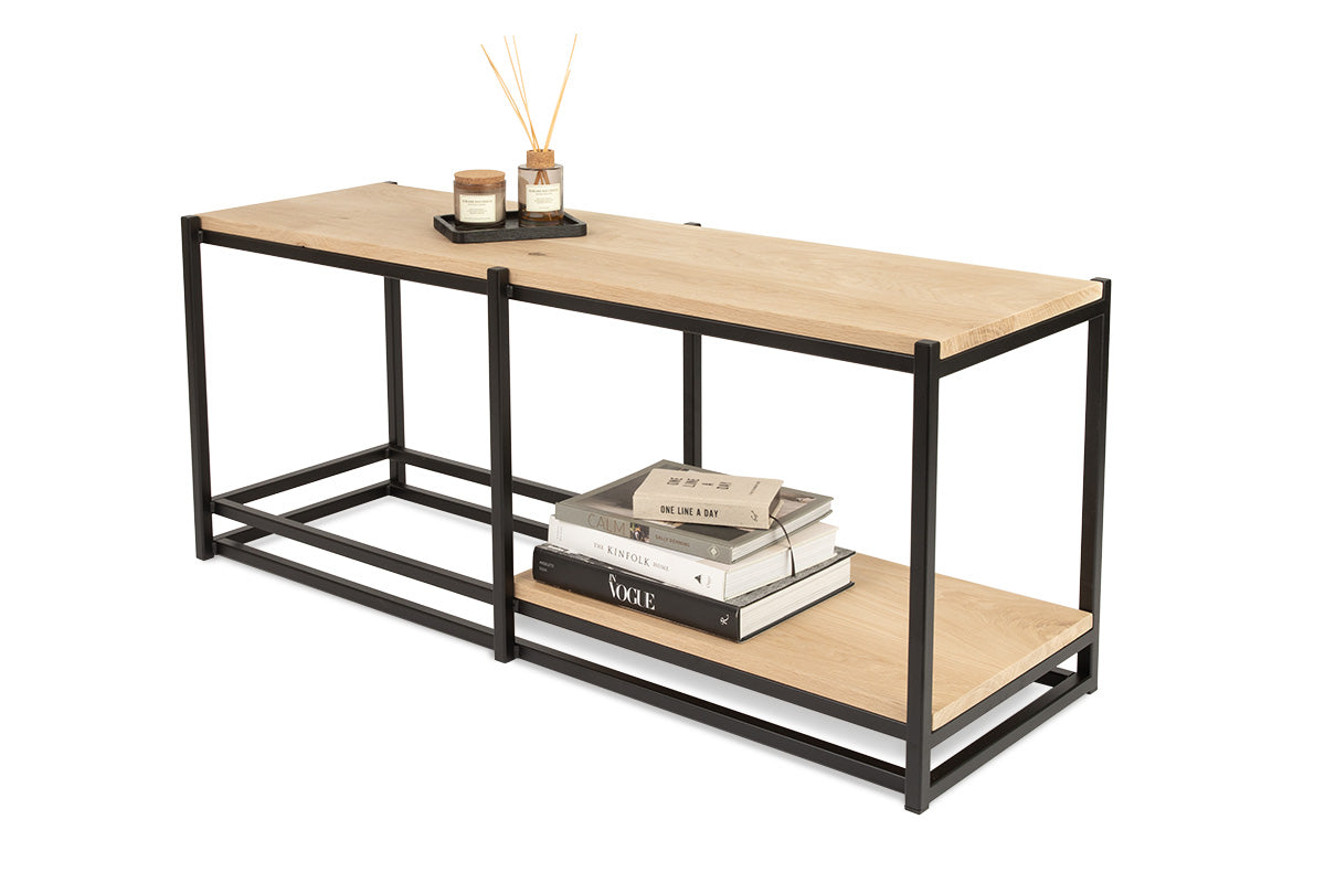 Salontafel Duijn van staal en eiken 120x40 cm