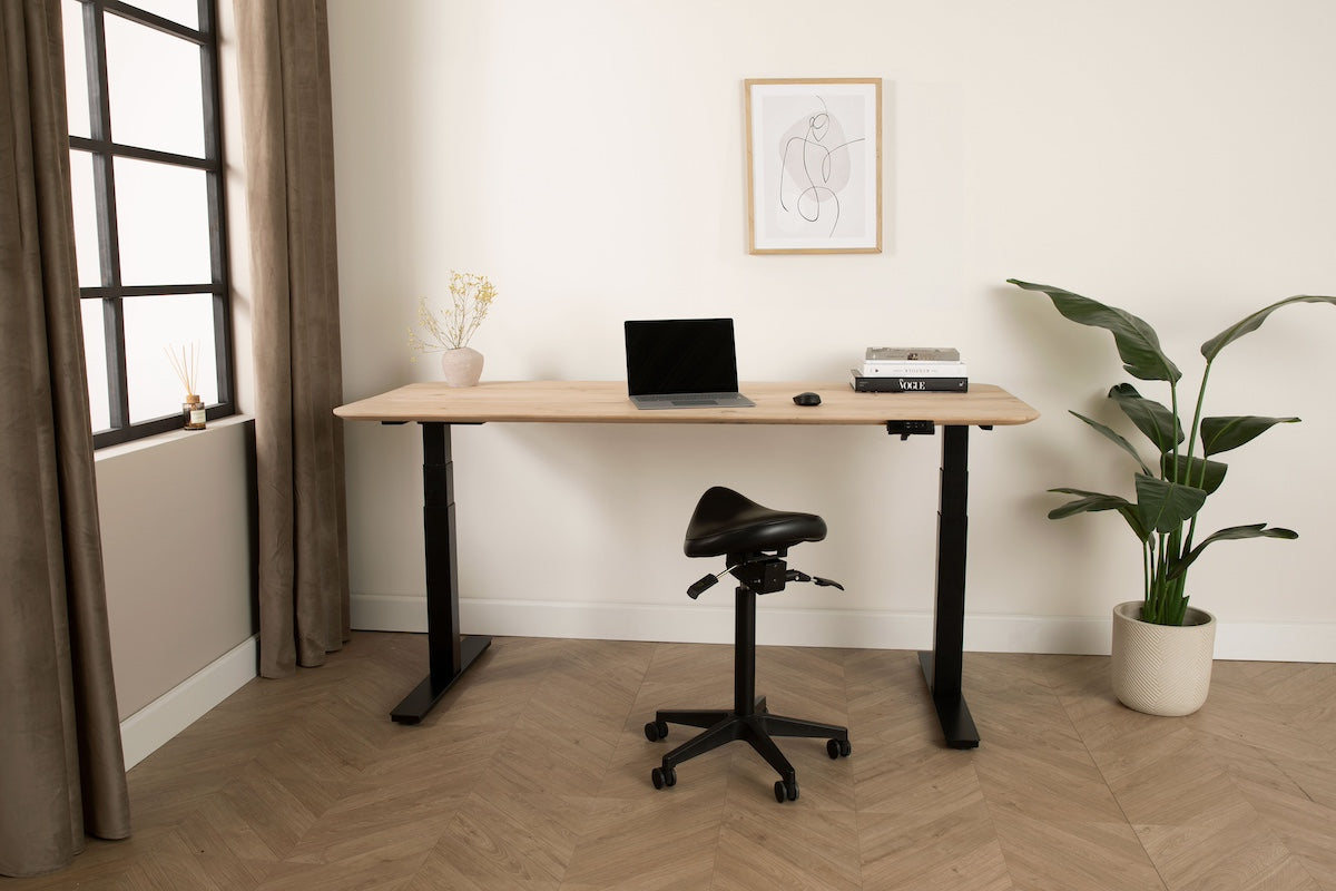 Zit sta bureau Vloon eiken blad 160x80 cm met facet rand